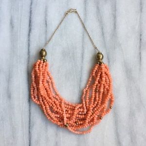 Layered Coral Stone Beaded Necklace